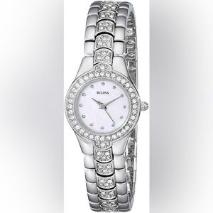 Bulova silver and crystal watch